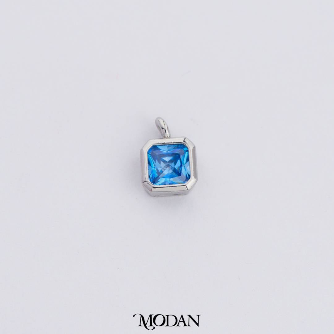 Colorful Plain Square Birthstone Charm DIY Charm Liontin Kalung Persegi Polos Bulan Lahir Warna-Warni Hypoallergenic Gold Filled