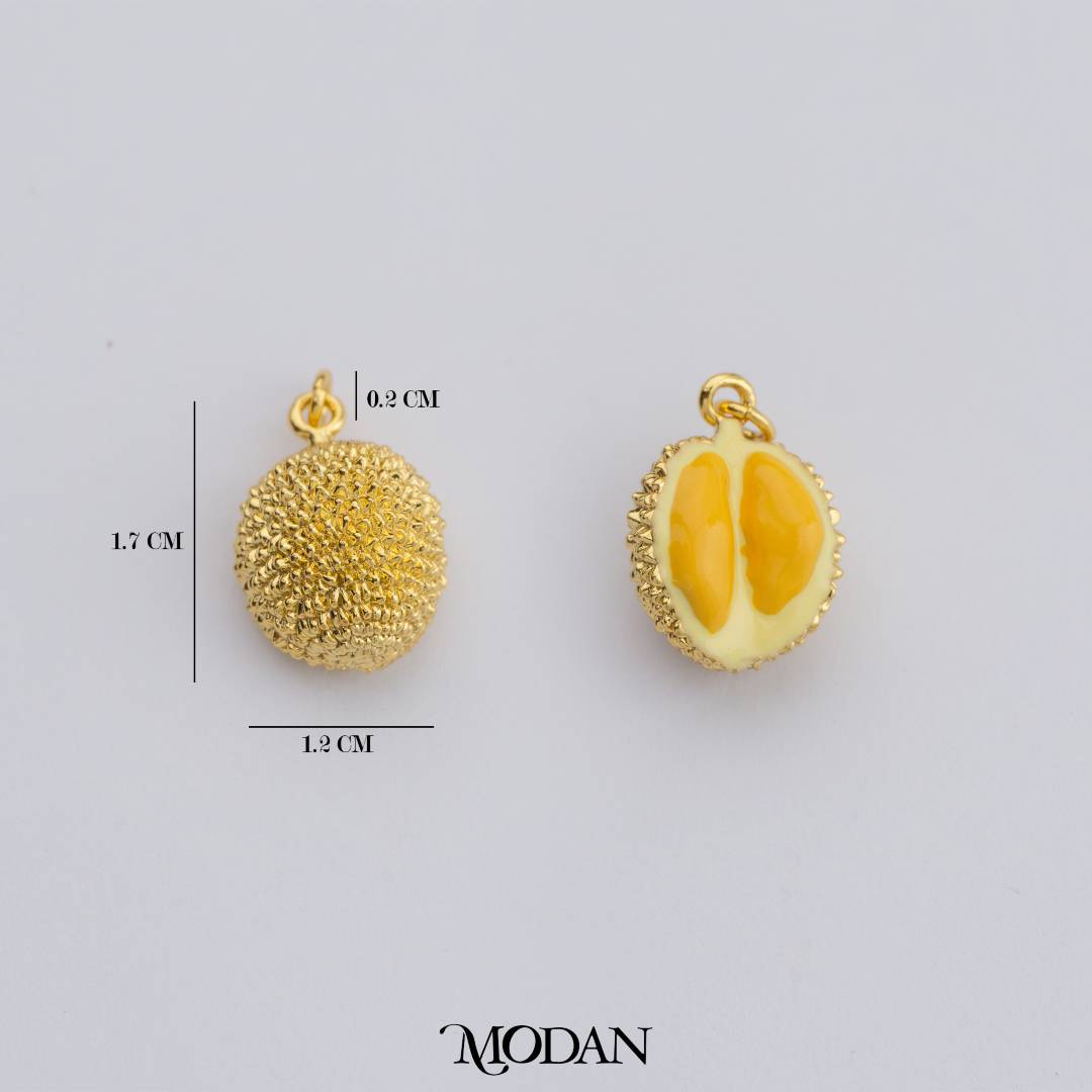 Durian Tropical Fruit Enamel DIY Charm Liontin Buah Durian Hypoallergenic Gold Filled