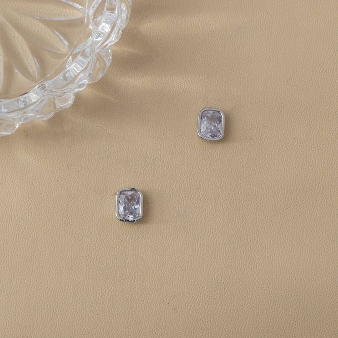 (10mm) Simple Geometric Rectangular Stud Earrings Anting Tusuk Persegi Panjang Hypoallergenic Gold Plated