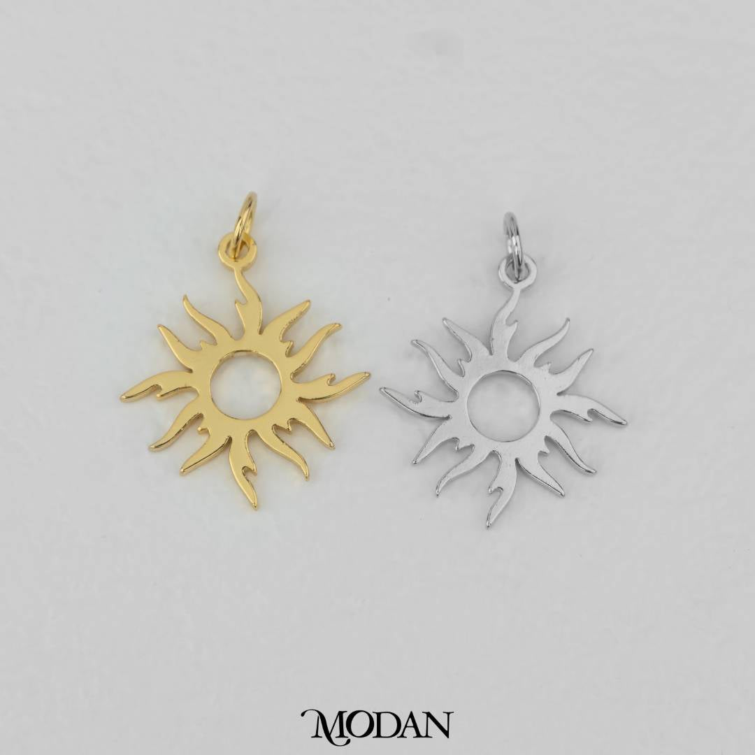 Plain Fire Sun Charm DIY Charm Liontin Kalung/Gelang Matahari Hypoallergenic Gold Filled
