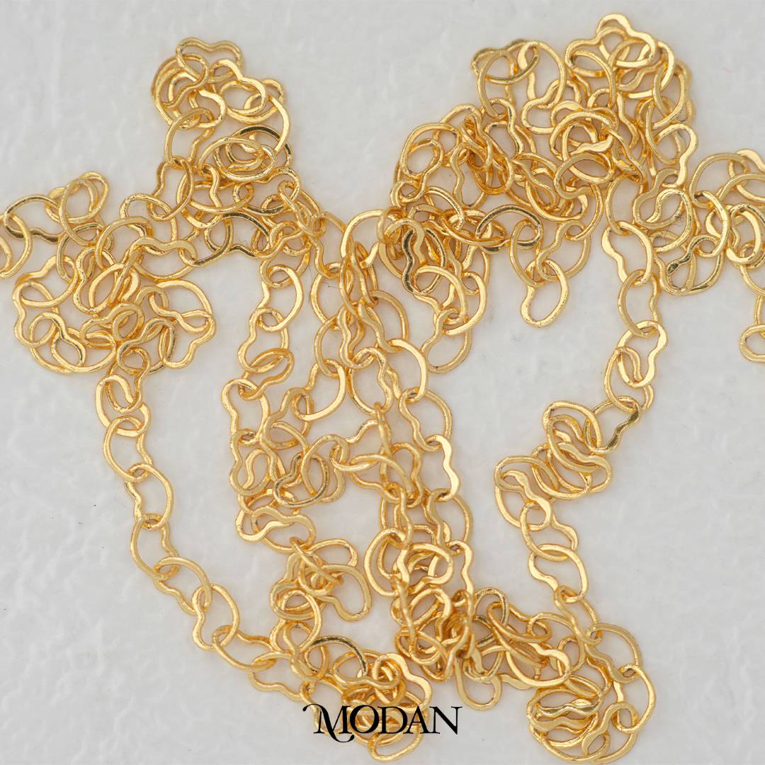 Love Heart Shaped Cable Chain DIY Chain Rantai Kalung Gelang Meteran Hypoallergenic Gold Plated