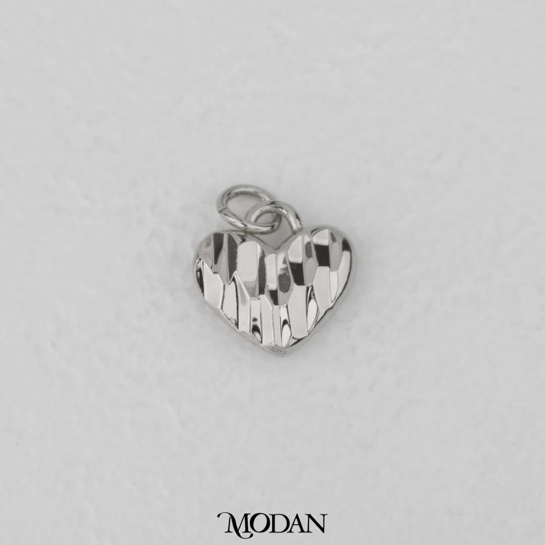 Textured Puffed Love Heart Charm DIY Charm Liontin Hati Cinta Hypoallergenic Gold Filled
