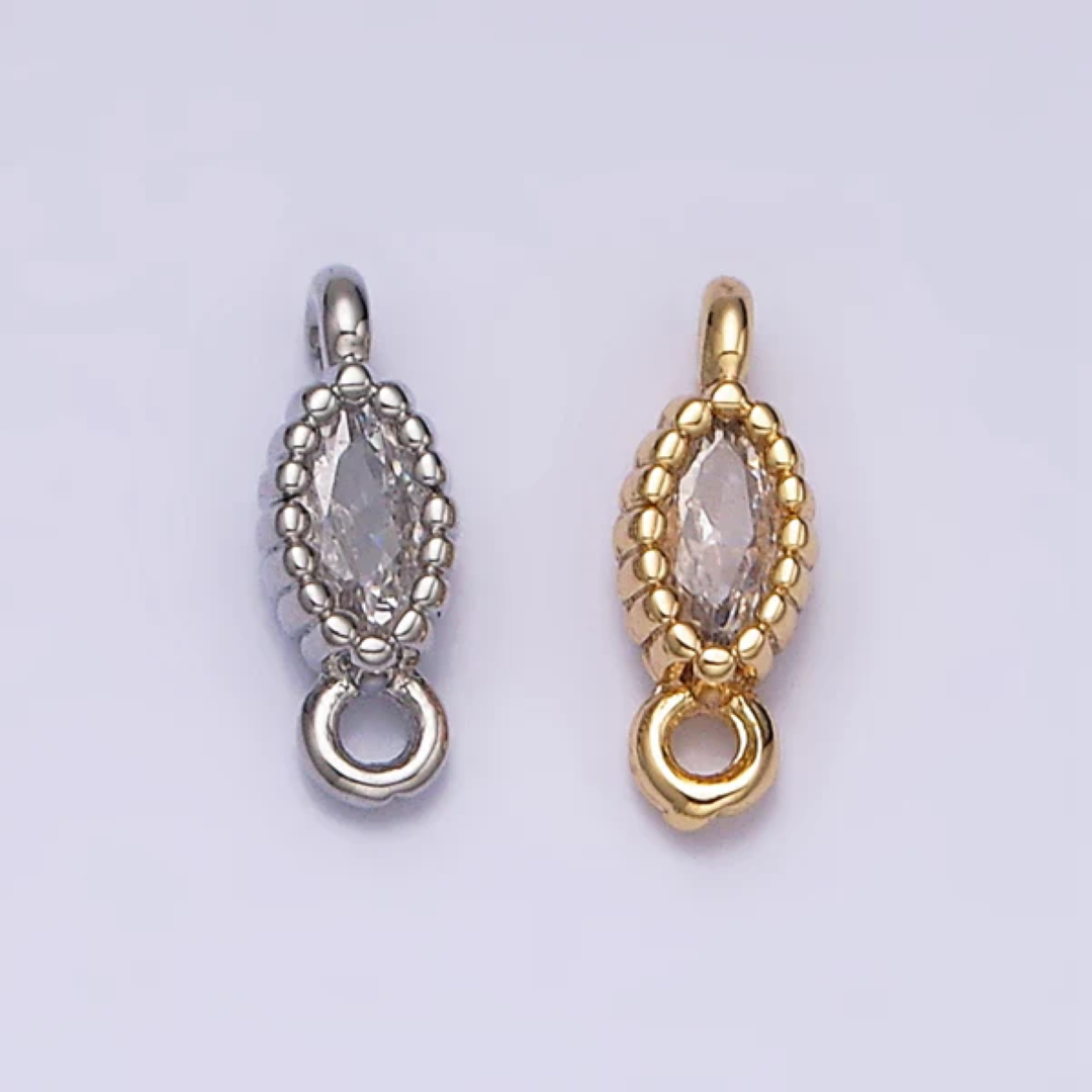 Tiny Marquise DIY Connector Liontin Berlian Pesta Hypoallergenic Gold Filled