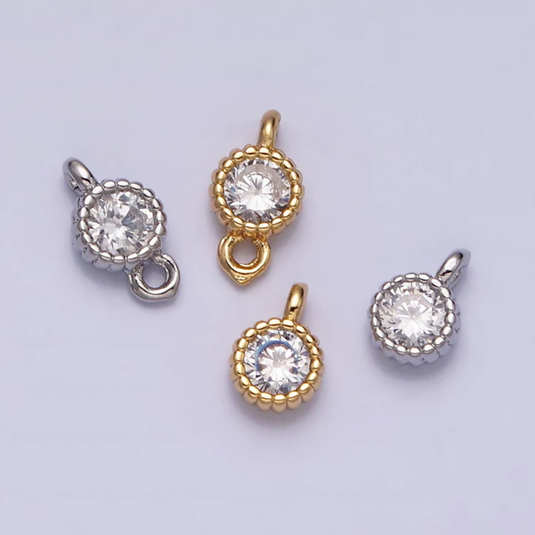 Tiny Beaded Circle DIY Connector Liontin Berlian Lingkaran Hypoallergenic Gold Filled