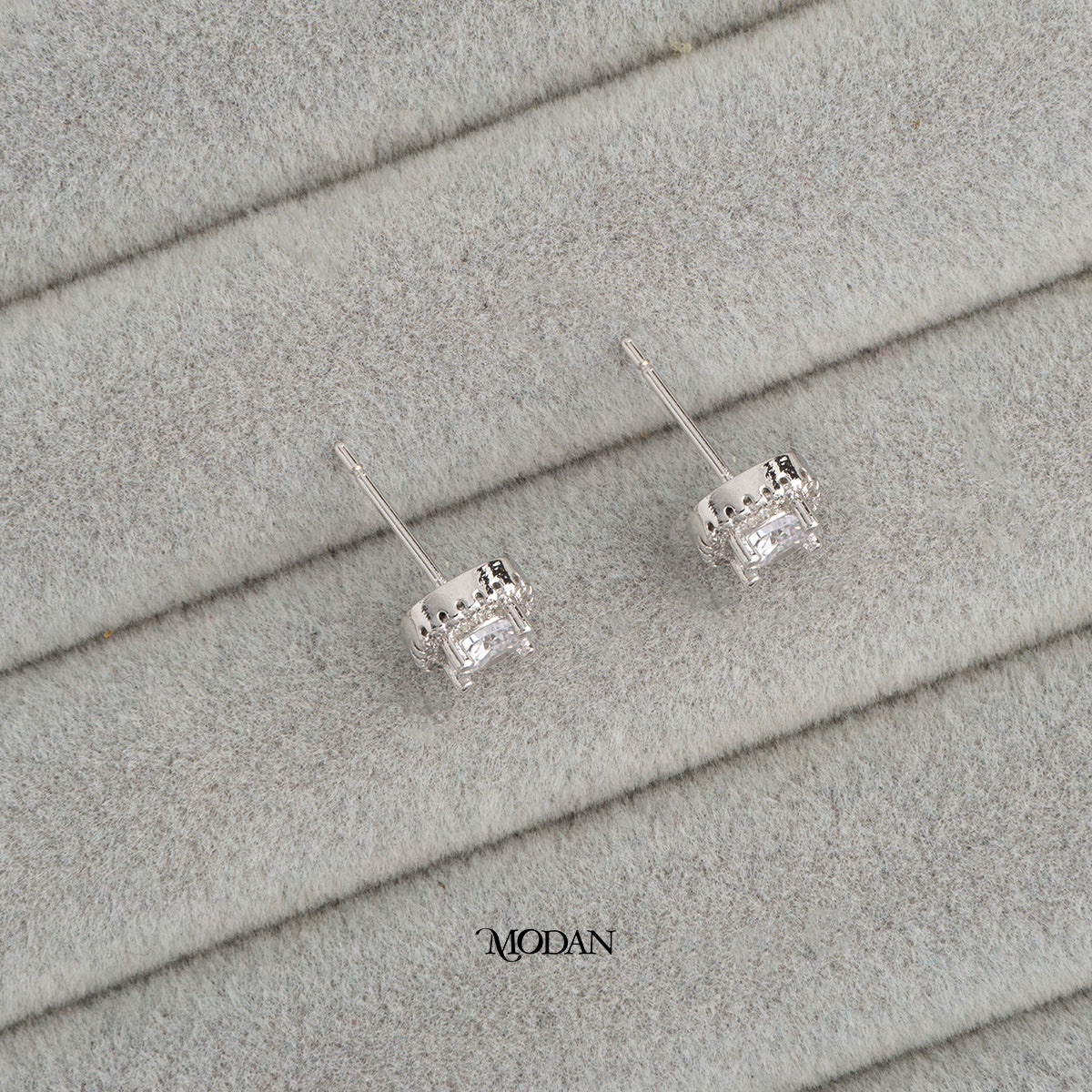 (8mm) Micro Pave Zirconia Square Stud Earrings Anting Tusuk Pesta Hypoallergenic Gold Filled