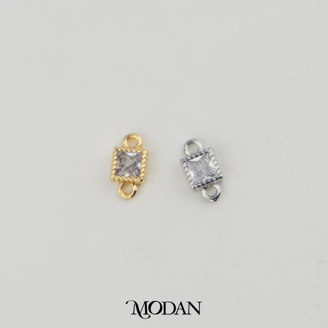 Tiny Beaded Square DIY Connector Liontin Berlian Persegi Hypoallergenic Gold Filled