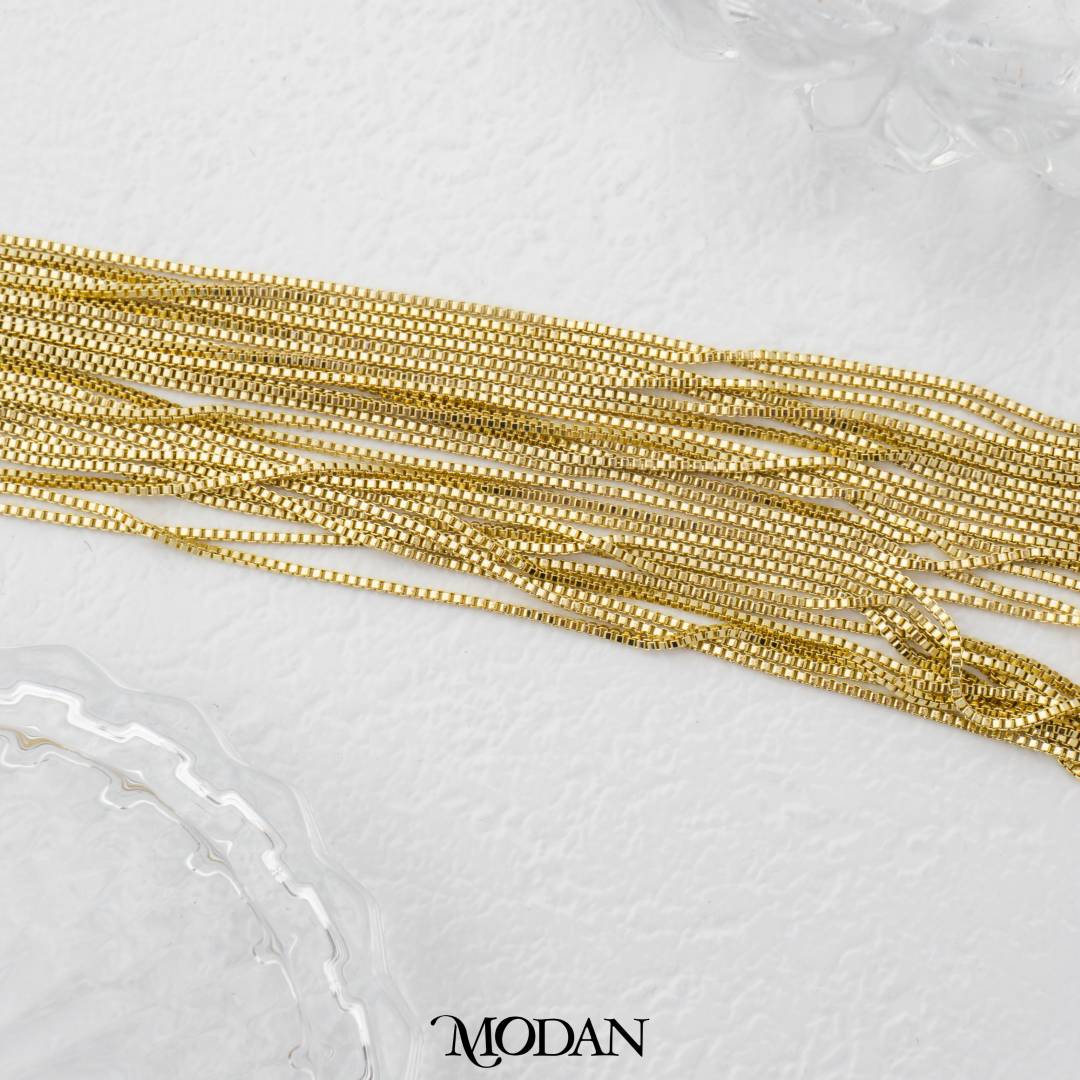 Plain Box Chain Necklace Chain DIY Kalung Itali Kaca Polos Hypoallergenic Gold Plated