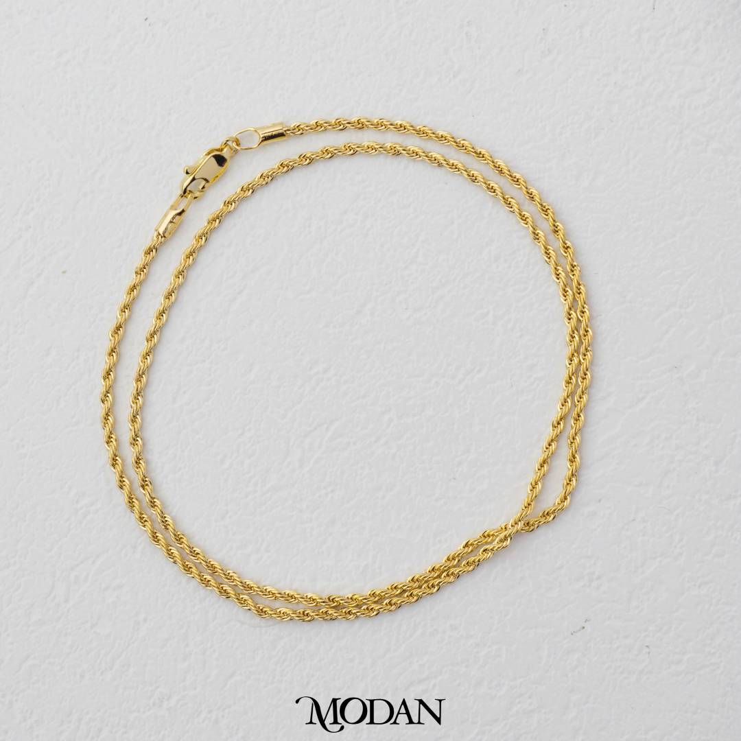 Elegant Plain Singapore Rope Chain DIY Rantai Ulir Tambang Polos Hypoallergenic Gold Plated