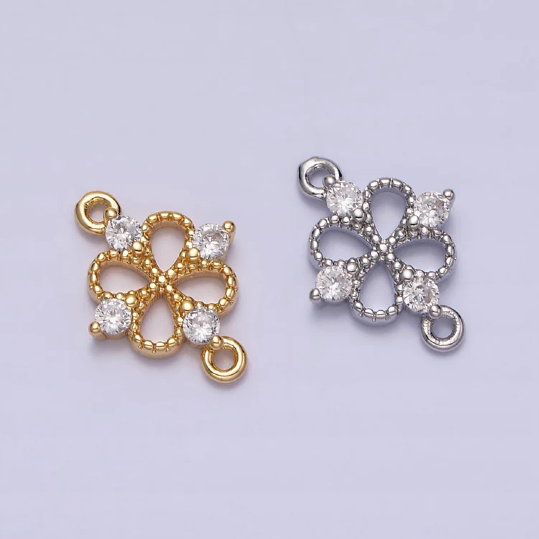 Classic Lucky Clover DIY Connector Liontin Daun Semanggi Hypoallergenic Gold Filled