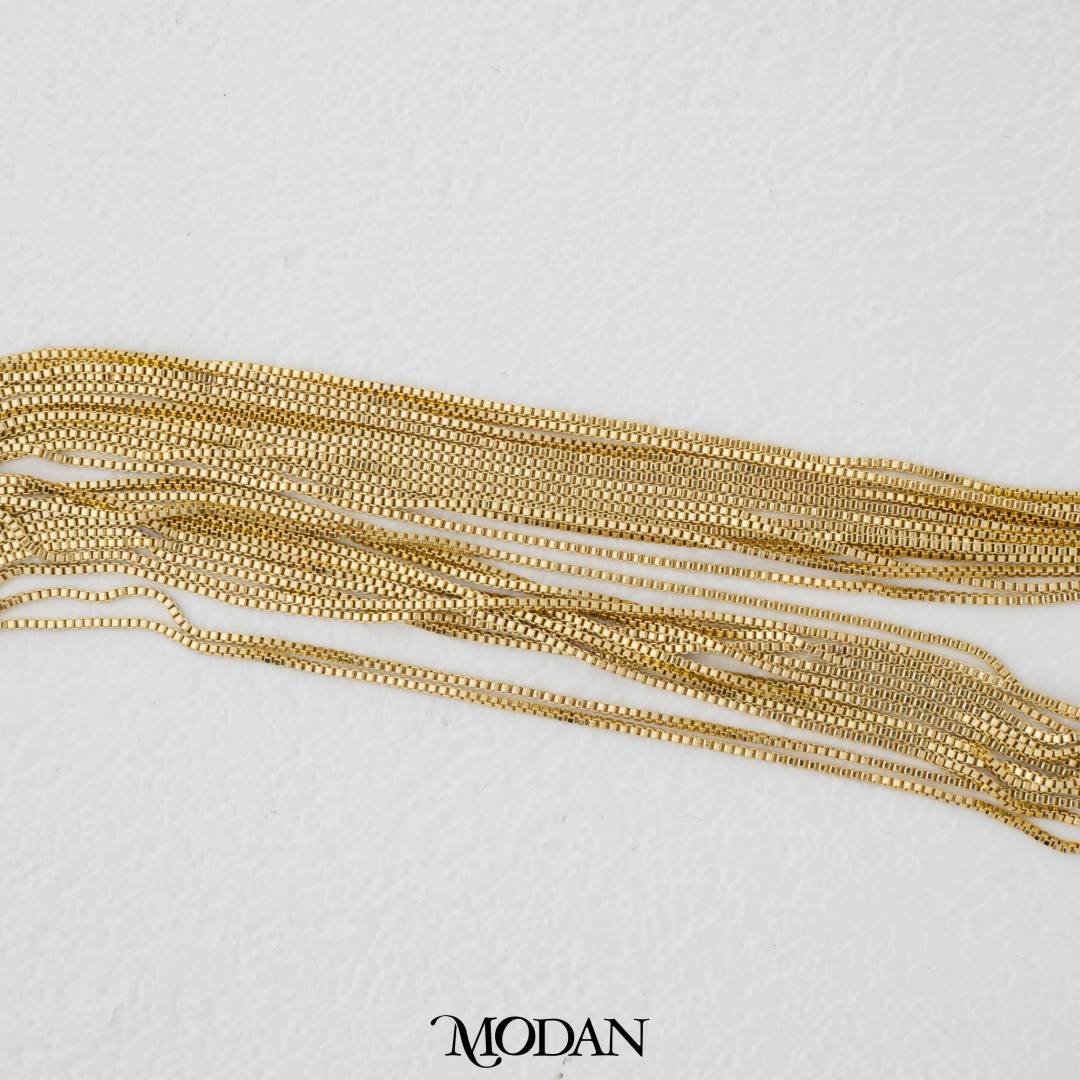 Simple Box Chain Necklace Chain DIY Kalung Itali Kaca Polos Hypoallergenic Gold Plated