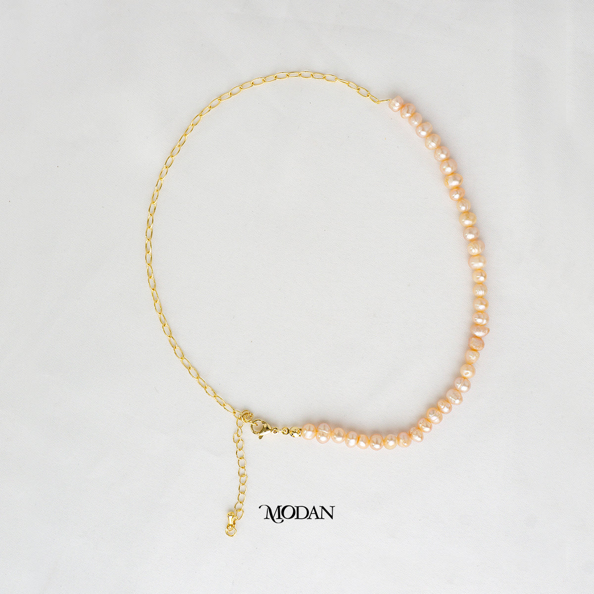 40cm Lavender Freshwater Beaded Paperclip Necklace Kalung Mutiara Air Tawar Hypoallergenic Gold Plated