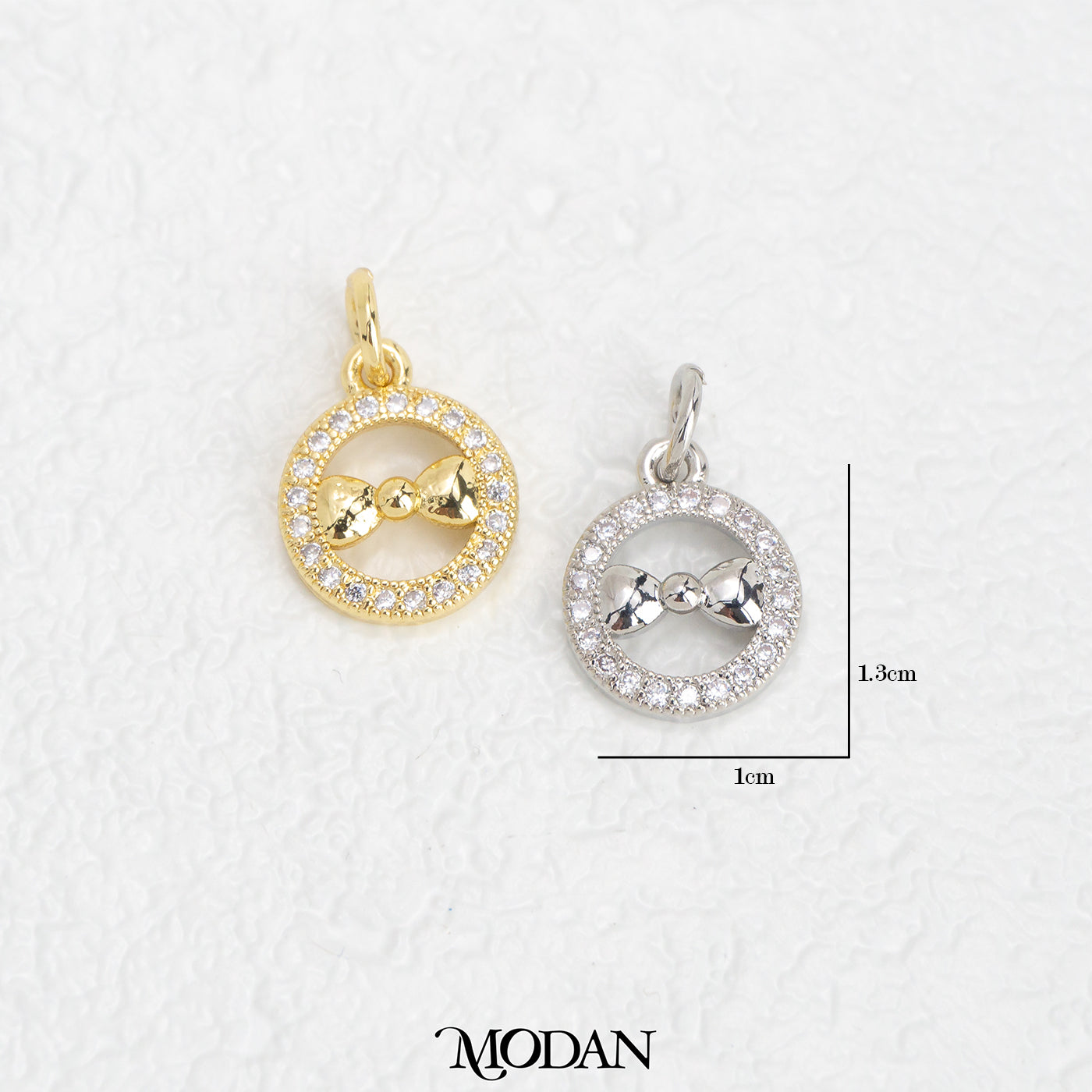 Mini Round Bow DIY Beads Charm Liontin Pita Bulat Hypoallergenic Gold Filled