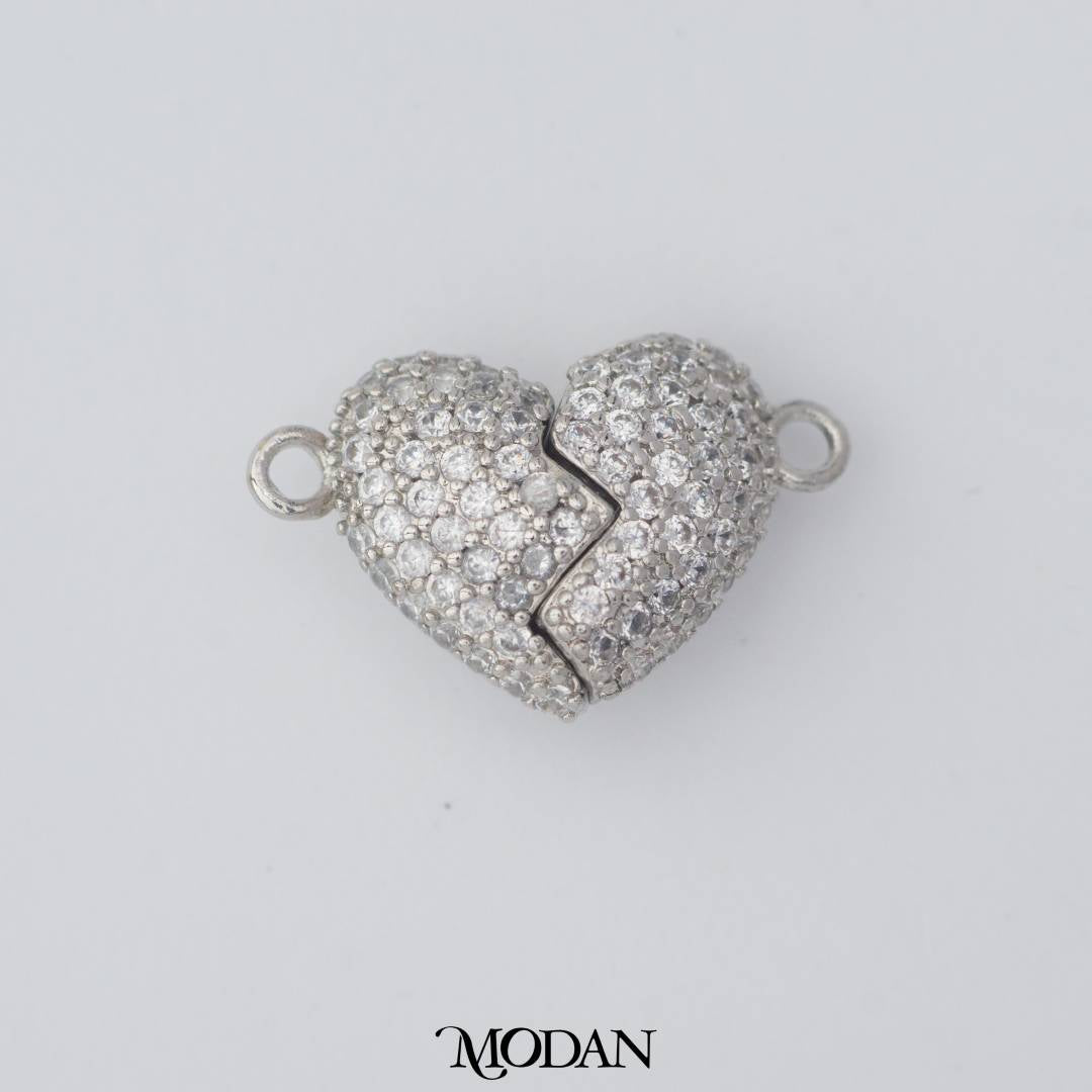 Couple Micro Paved Magnetic Heart DIY Connector Liontin Hati Berpasangan Hypoallergenic Gold Filled