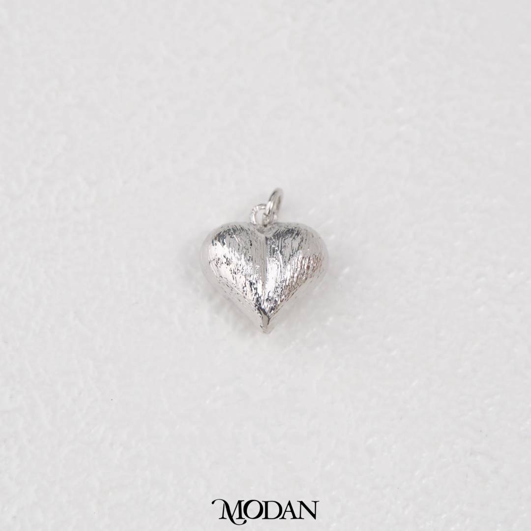 Textured Puffed Heart DIY Pendant Liontin Hati Balon Bertekstur Hypoallergenic Gold Filled