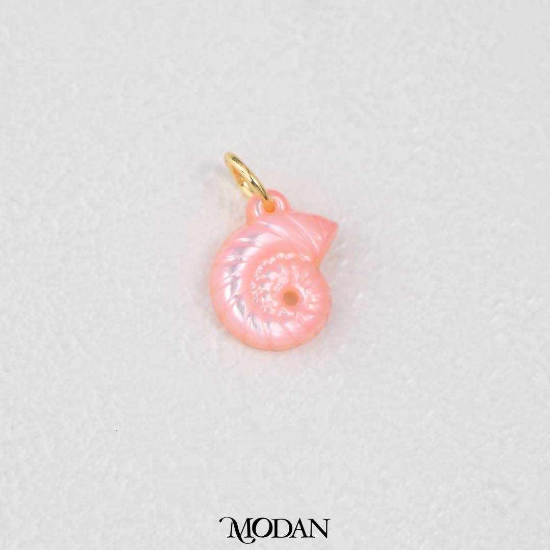 Blue White Pink Spiral Shell Charm DIY Pendant Liontin Cangkang Kerang Spiral Hypoallergenic Gold Filled