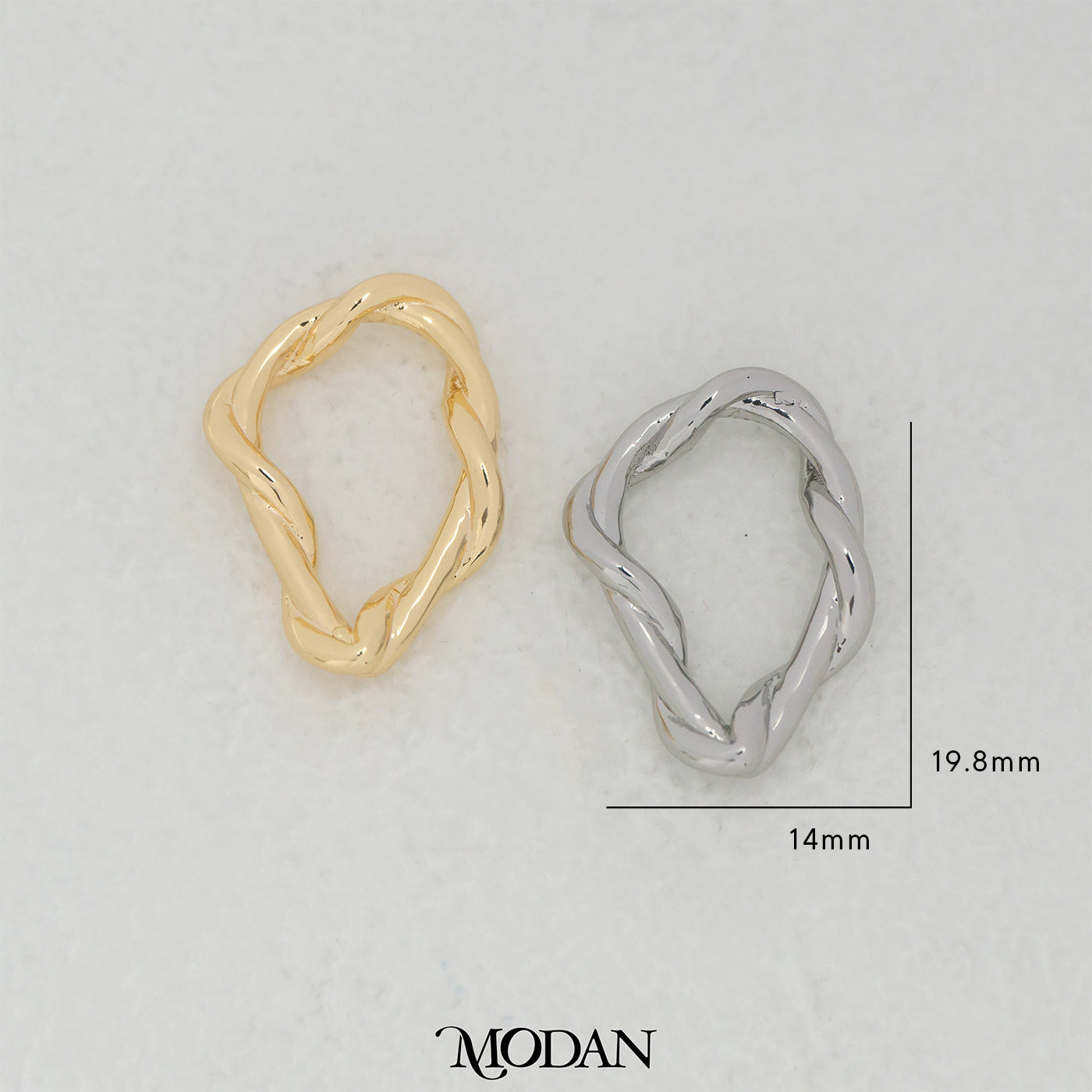 Abstract Loop Oval DIY Charm Liontin Oval Abstrak Hypoallergenic Gold Filled