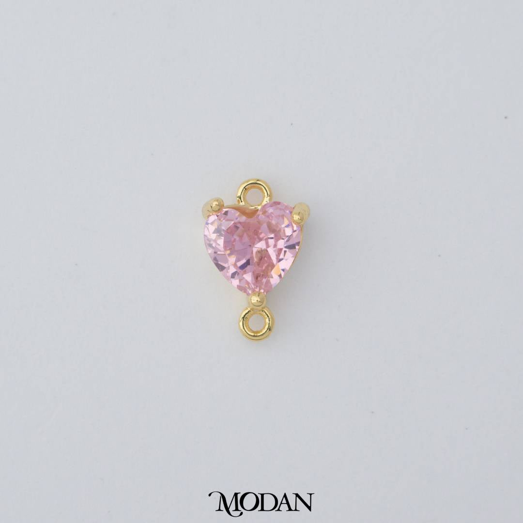 Mini Pink Heart Love DIY Connector Liontin Hati Hypoallergenic Gold Filled