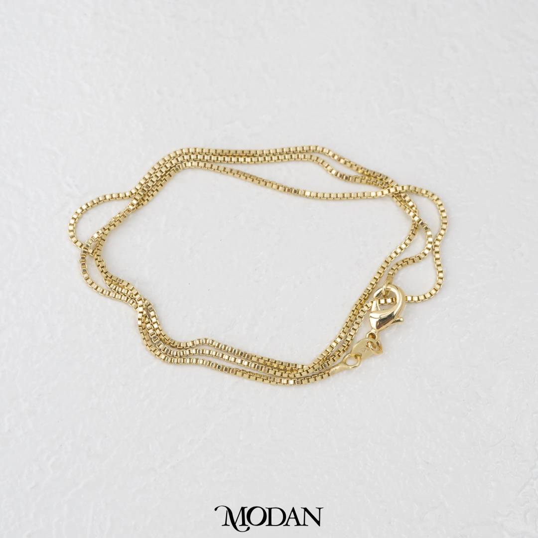 45.5cm Dainty Box Chain Necklace Rantai Kalung Italy Hypoallergenic Gold Filled