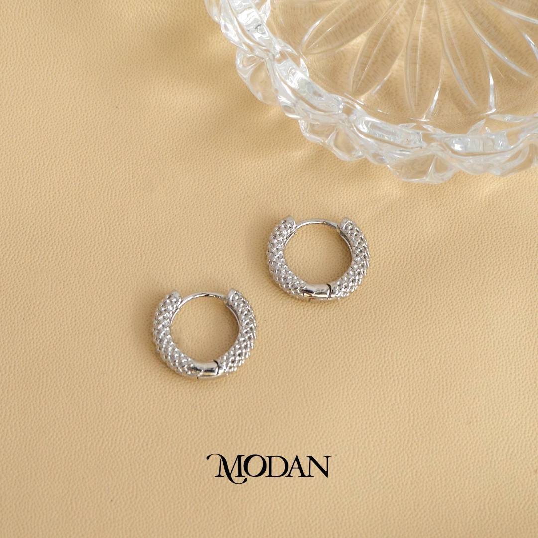 Classy Elegant Textured Hoop Earrings Anting Hoop Hypoallergenic Gold Filled