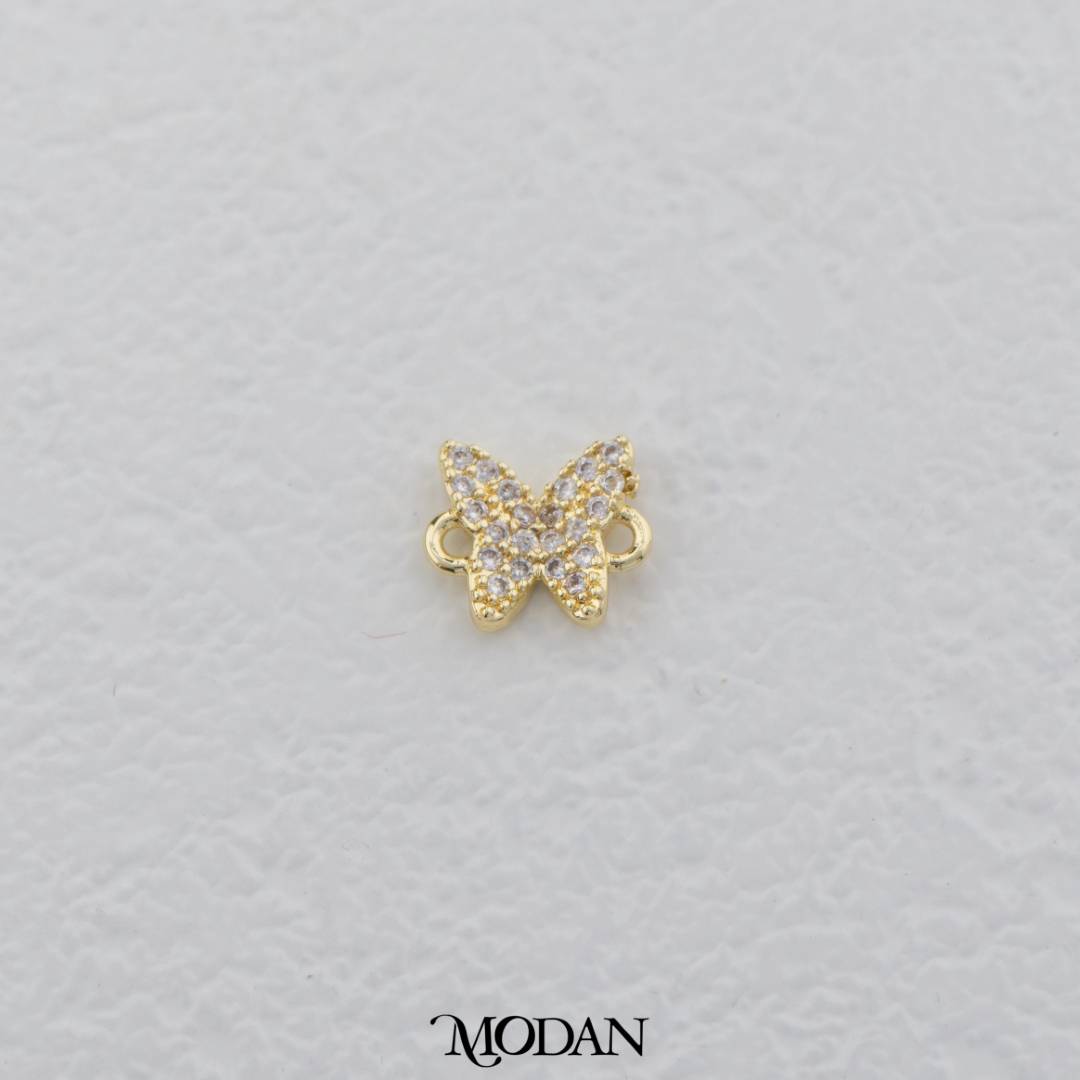 Sparkling Mini Micro Paved Butterfly Mariposa Animal DIY Connector Liontin Kupu - Kupu Hypoallergenic Gold Filled