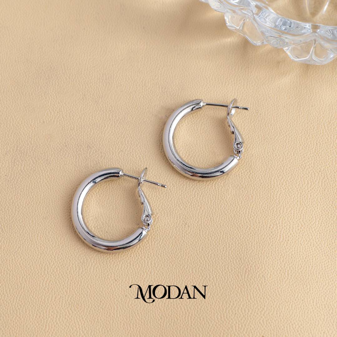 (20mm) Simple Plain Hoop Earrings Anting Bulat Hypoallergenic Gold Filled