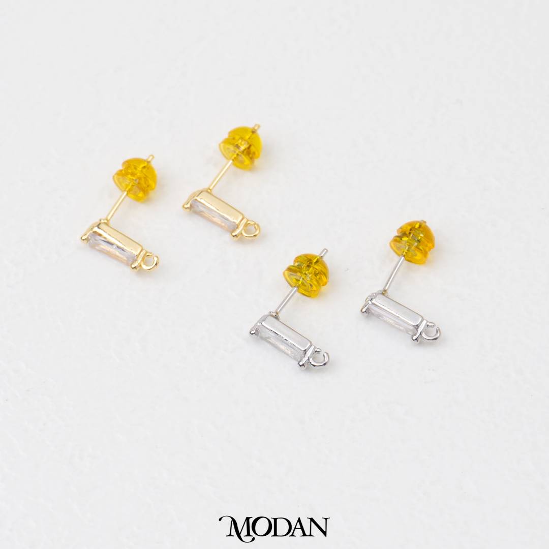 Mini Bagguette Stud Earring DIY Resin Earrings Findings Pengait Anting Tusuk Unfinished Hypoallergenic Gold Filled