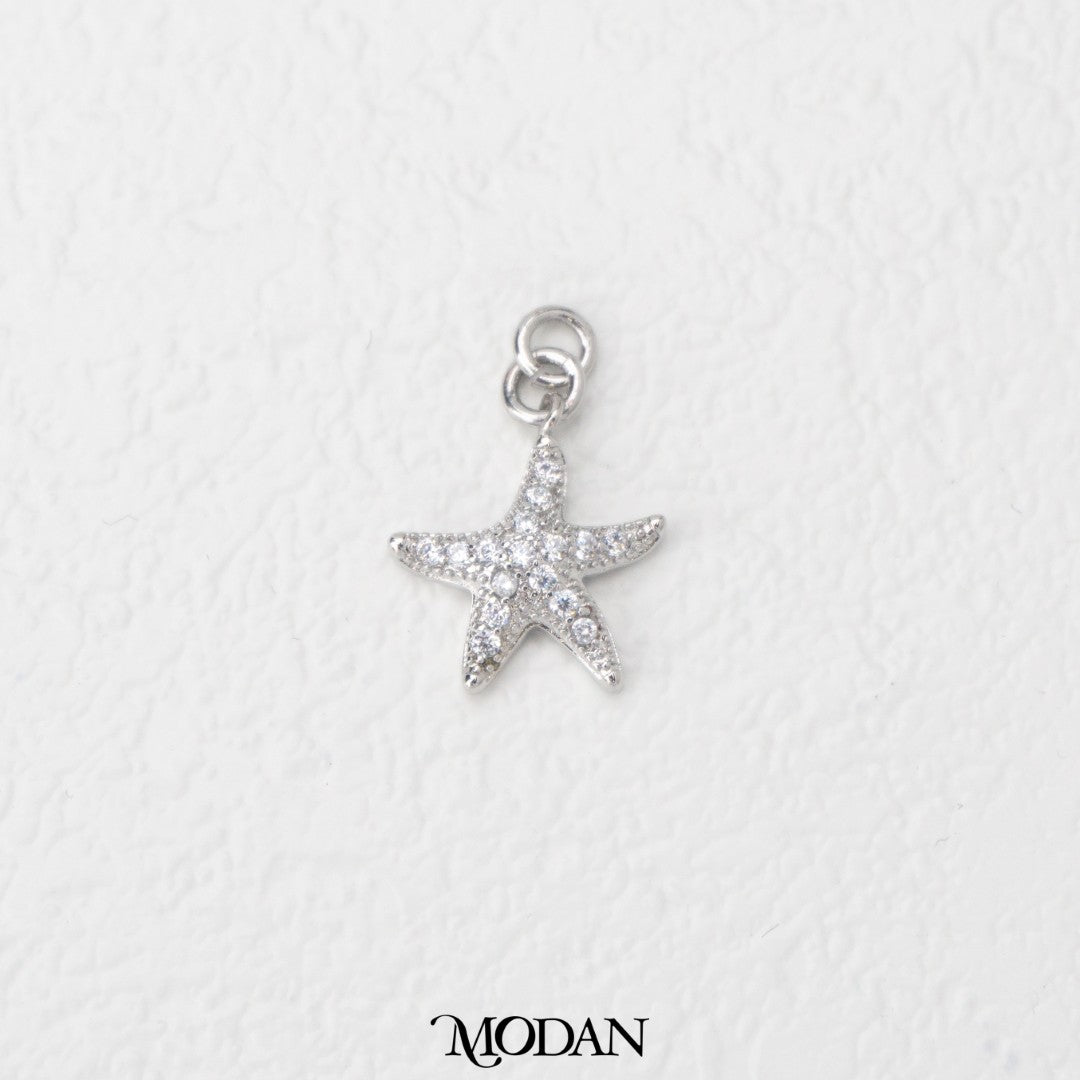 Sparkling Micro Pave Starfish Charm Liontin Bintang Laut Batuan Pasir Hypoallergenic Gold Filled