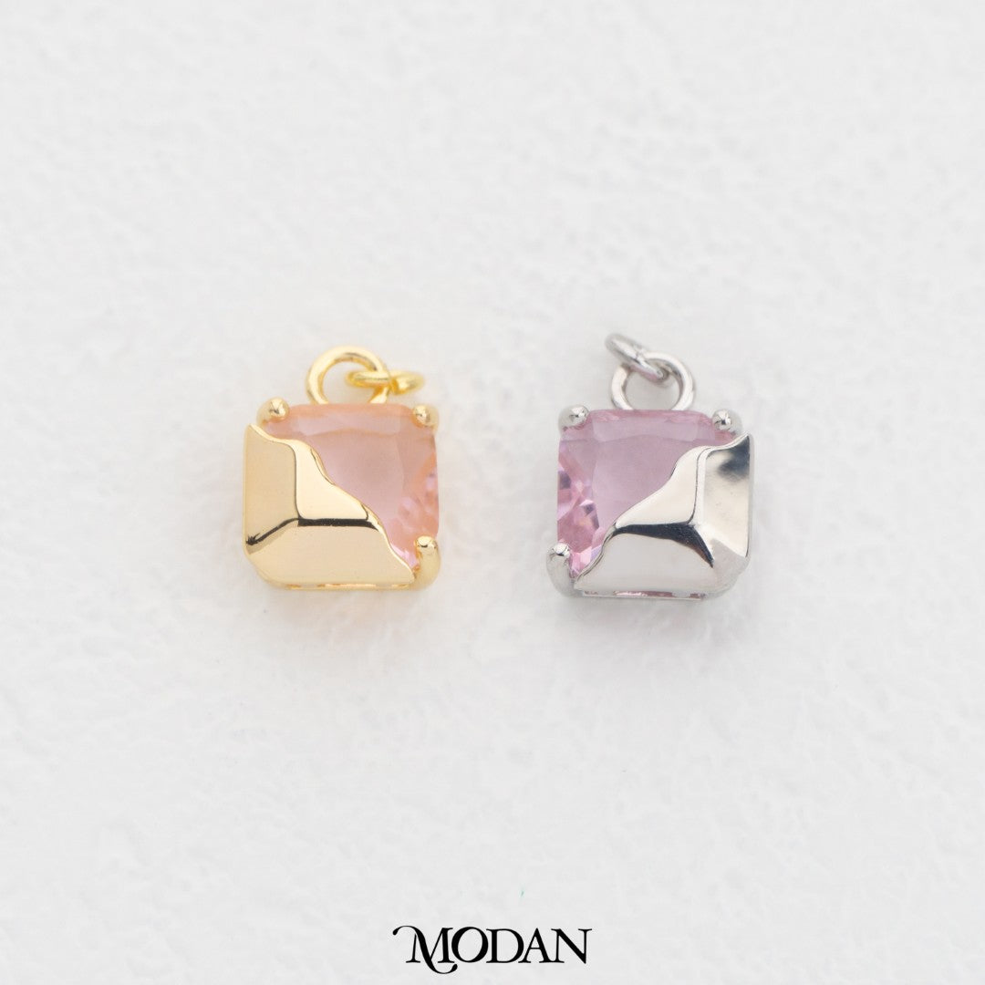 Colorful Square Molten DIY Charm Liontin Kotak Warna warni Hypoallergenic Gold Filled