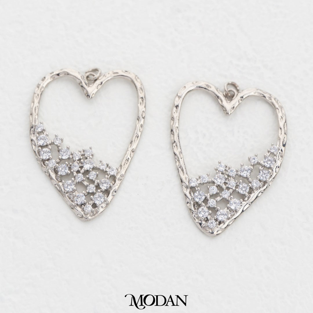 Statement Textured Heart DIY Charm Liontin Hati Tekstur Hypoallergenic Gold Filled