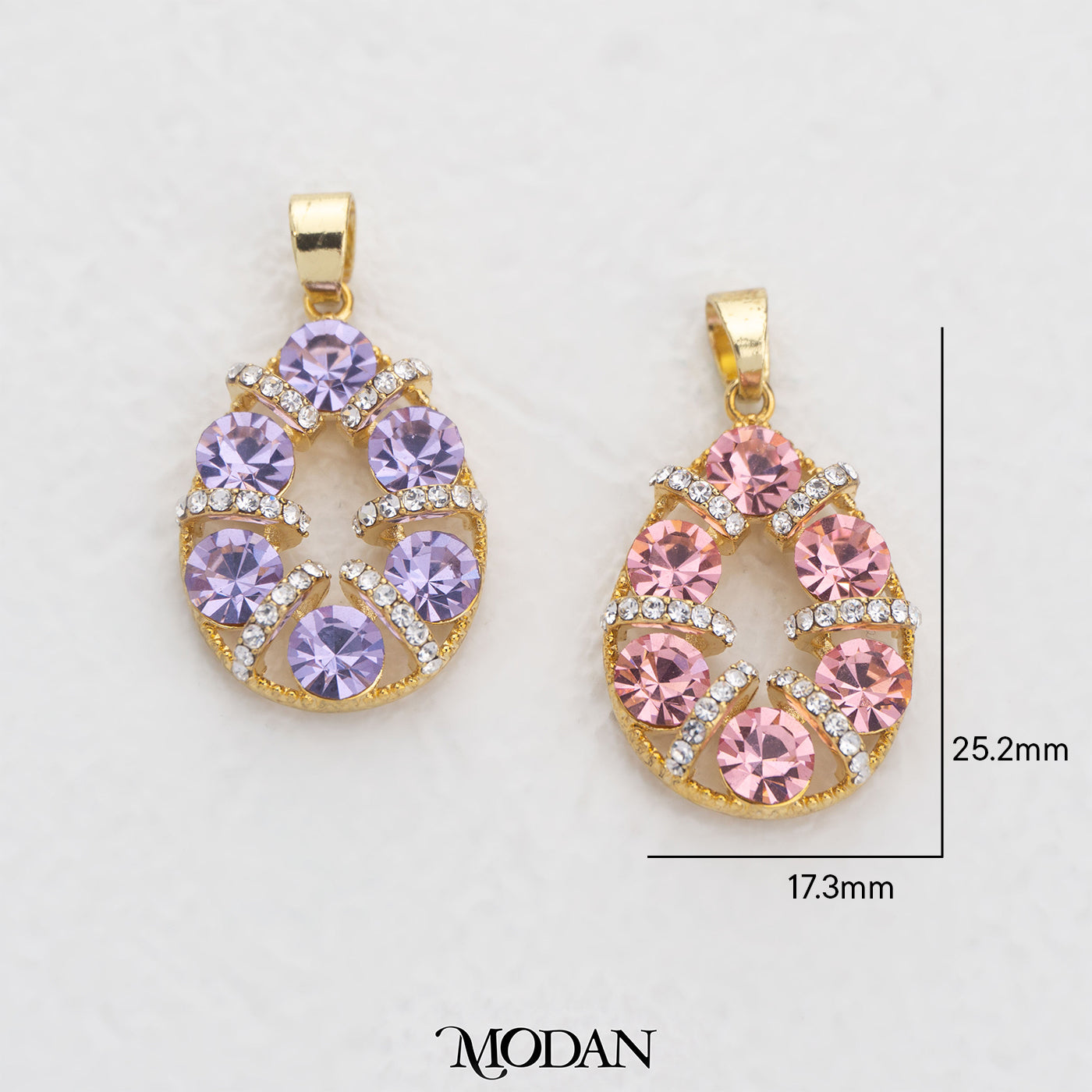 Pink And Purple Teardrop Pendant DIY Pendant Liontin Tetes Air Mata Pink Dan Ungu Hypoallergenic Gold Plated