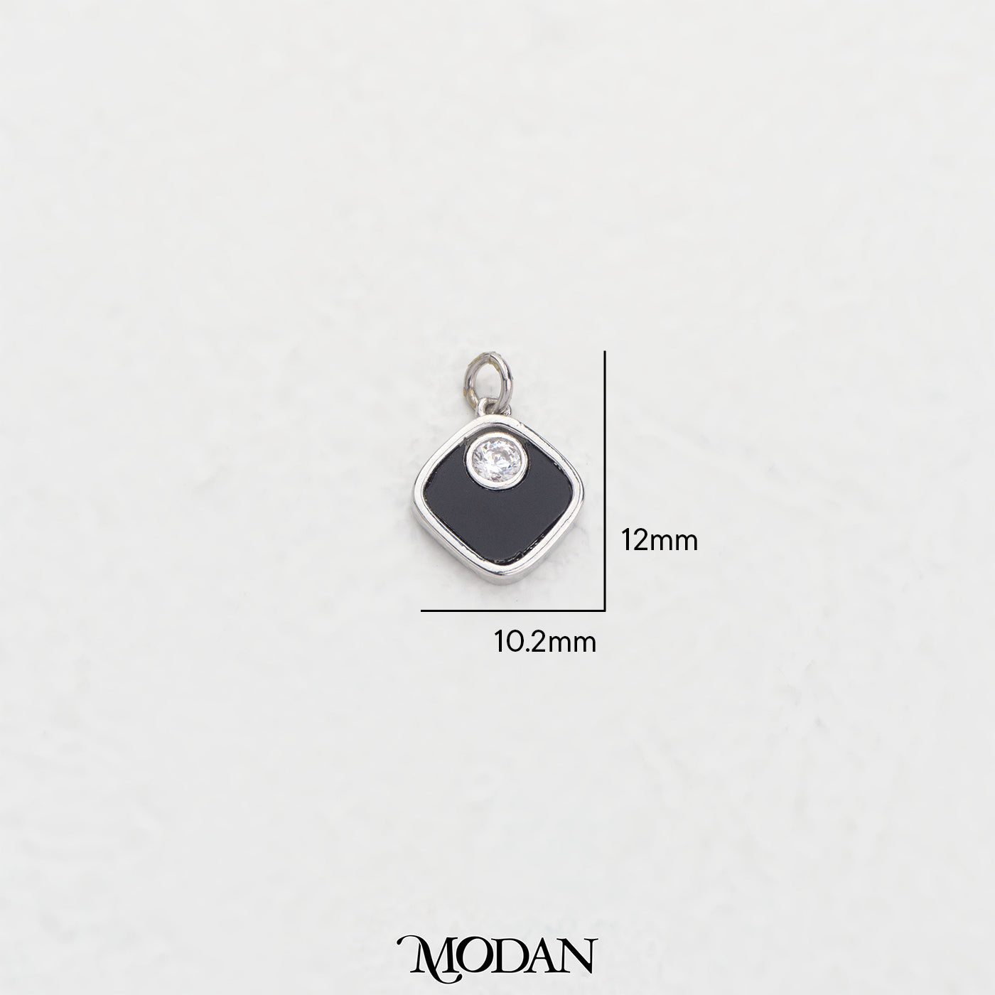 Mini Black Enamel Rhombus DIY Charm Liontin belah Ketupat Hitam Hypoallergenic Gold Plated