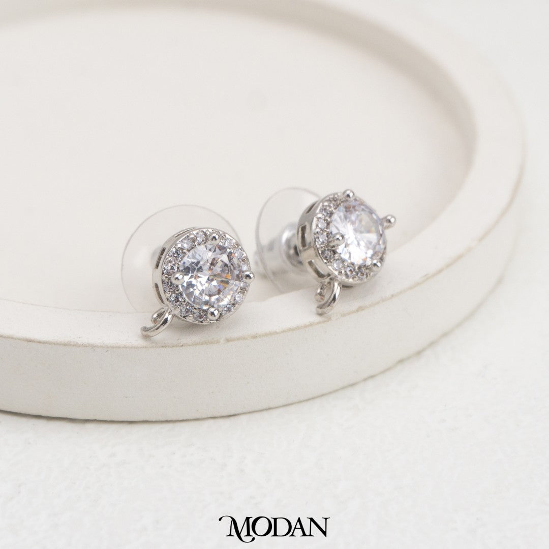 (8.7mm) Mini Round Cubic Zirconia Stud Earring DIY Earrings Findings Pengait Anting Bulat Kecil Berlian Unfinished Hypoallergenic Gold Plated