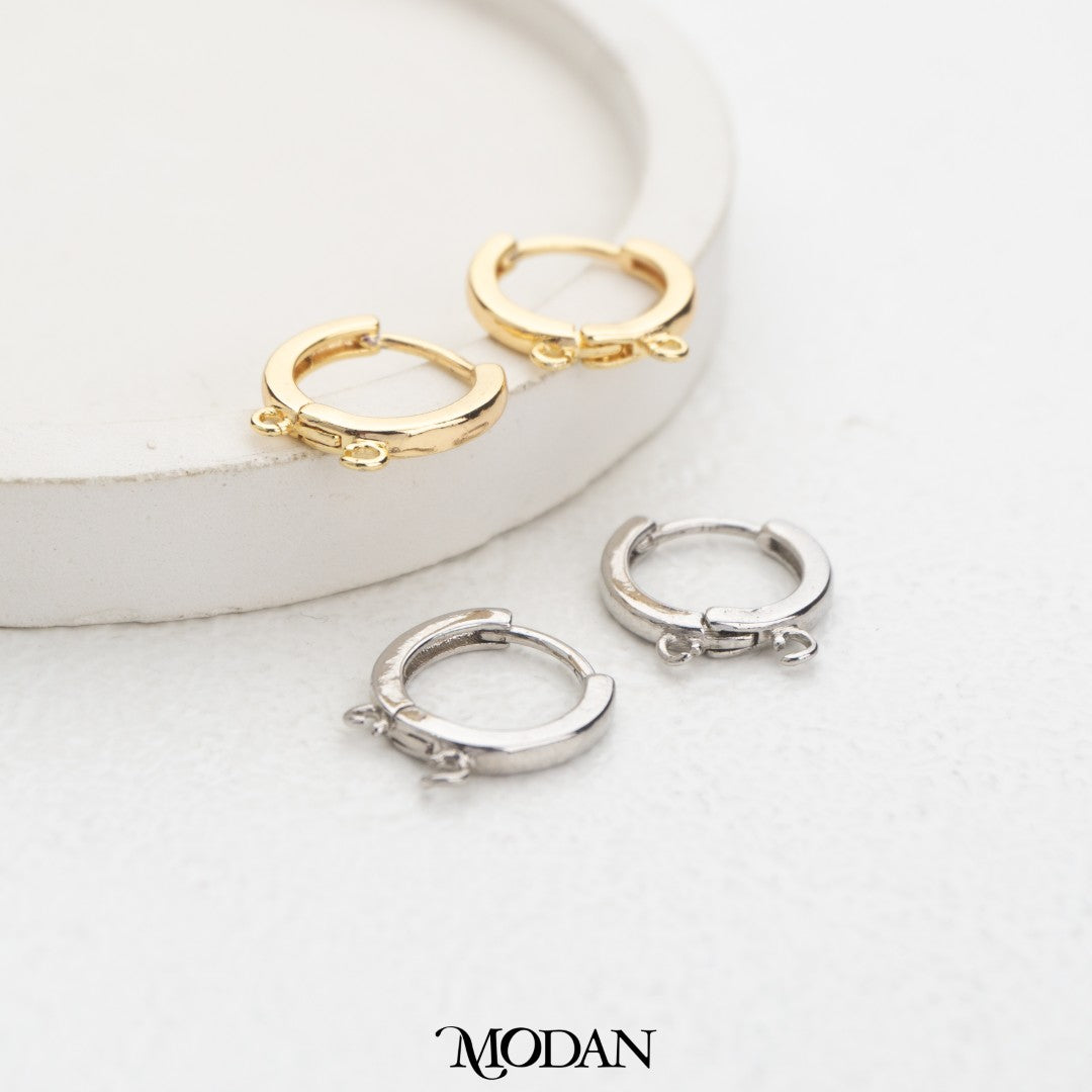 (4.2mm) Double Plain Huggie Earring DIY Earrings Findings Pengait Anting Bulat Kecil Dua Pengait Unfinished Hypoallergenic Gold Filled