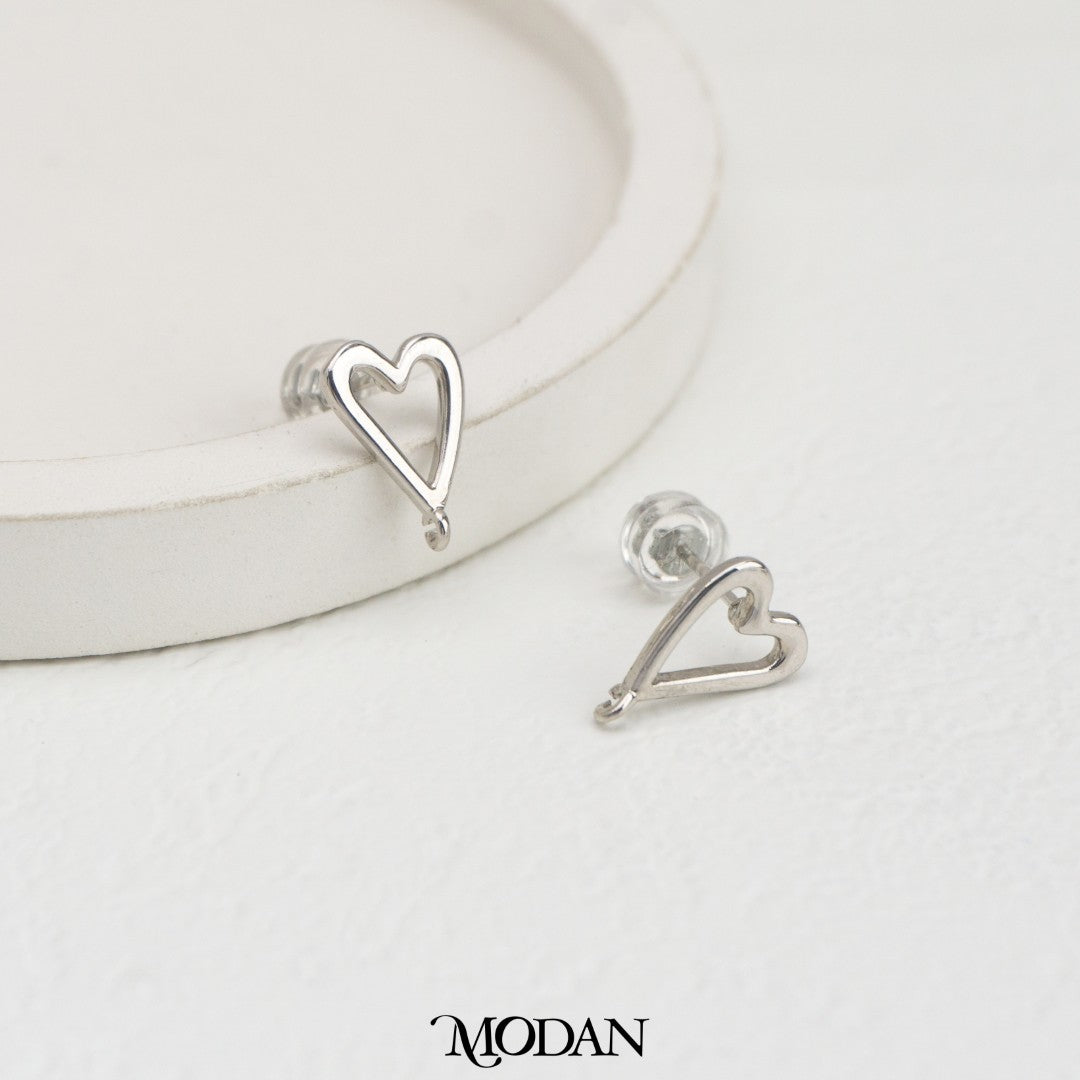 Plain Heart Stud Earring DIY Earrings Findings Pengait Anting Tusuk Bentuk Hati Polos Unfinished Hypoallergenic Gold Filled
