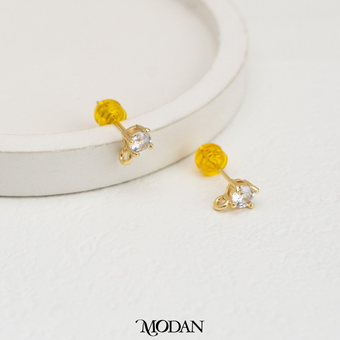 (8mm) Solitaire Stud Earring DIY Earrings Findings Pengait Anting Tusuk Bulat Unfinished Hypoallergenic Gold Filled