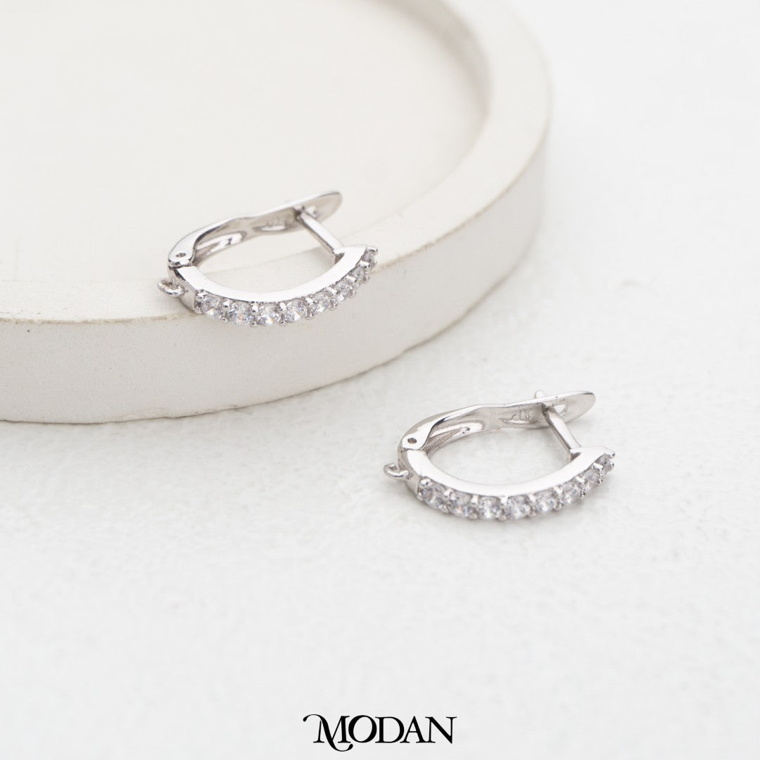 Micro Paved Oval English Lock Earrings DIY Earrings Findings Pengait Anting Oval Hypoallergenic Gold Filled
