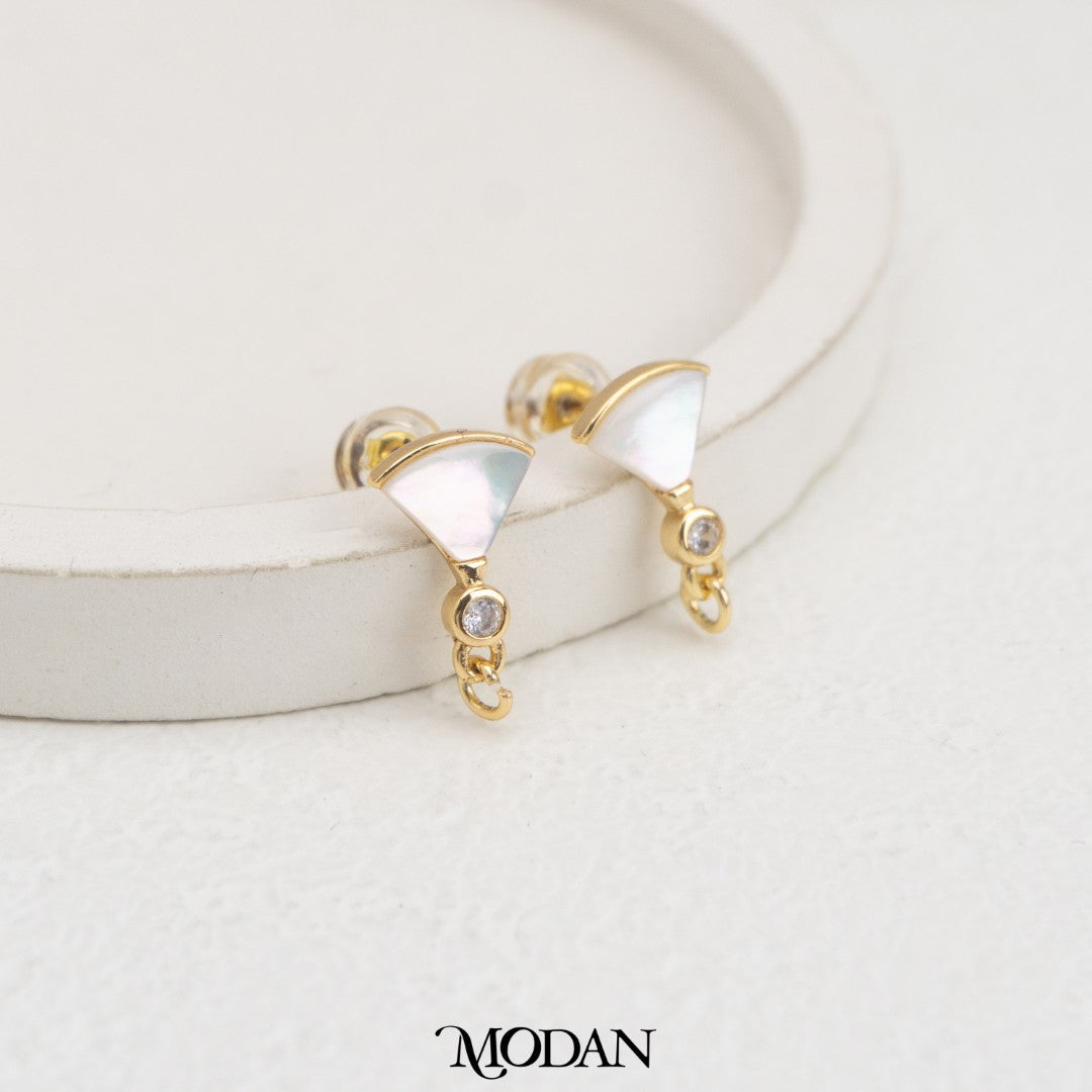 Dainty Fan MOP Stud Earring DIY Earrings Findings Pengait Anting Tusuk Kipas Unfinished Hypoallergenic Gold Plated