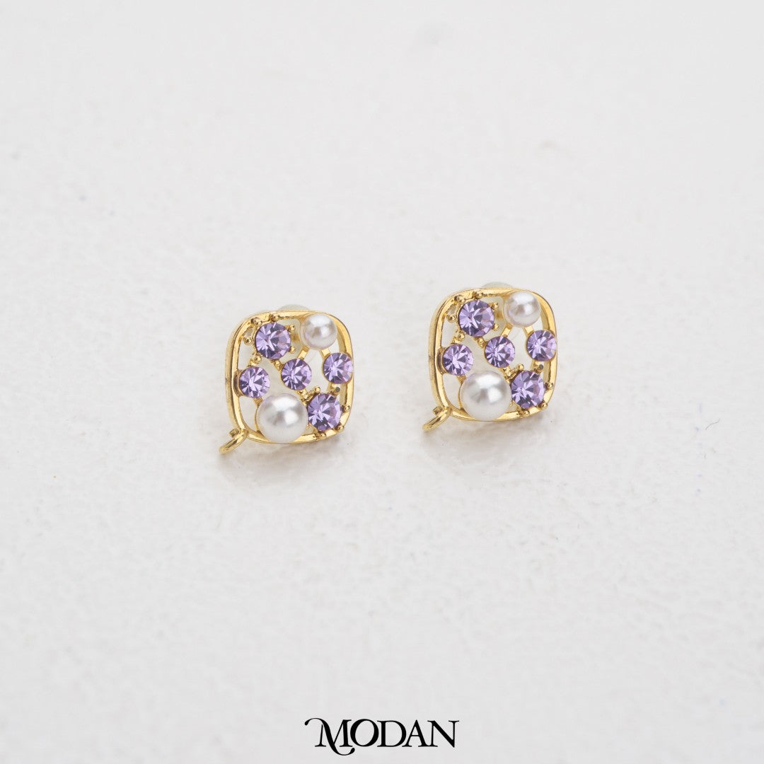Pearl Rhombus Stud Earrings DIY Earrings Findings Pengait Anting Tusuk Mutiara Hypoallergenic Gold Plated