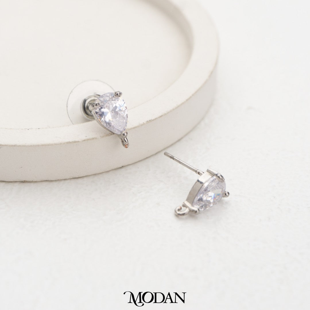 Sparkling Teardrop Stud Earrings DIY Earrings Findings Pengait Anting Tusuk Tetes Air Unfinished Hypoallergenic Gold Plated