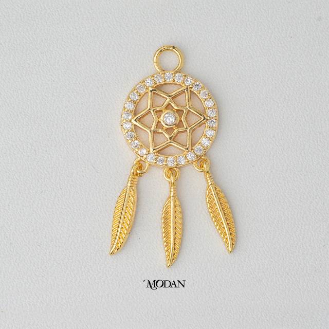Dreamcatcher Dangle Pendant DIY Charm Bandul Penangkap Mimpi Berlian Hypoallergenic Gold Filled