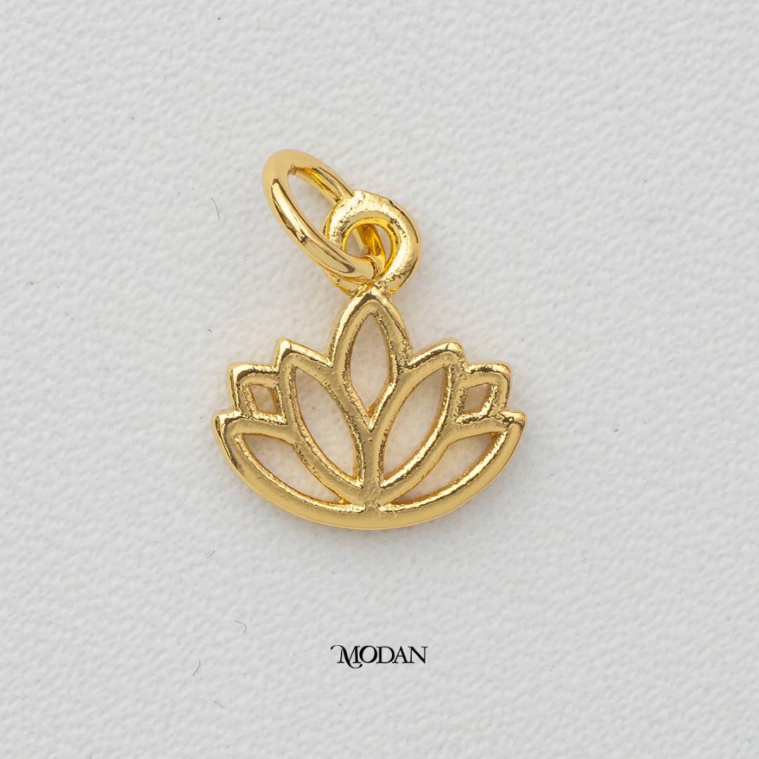Mini Lotus DIY Charm Liontin Bunga Teratai Hypoallergenic Gold Filled