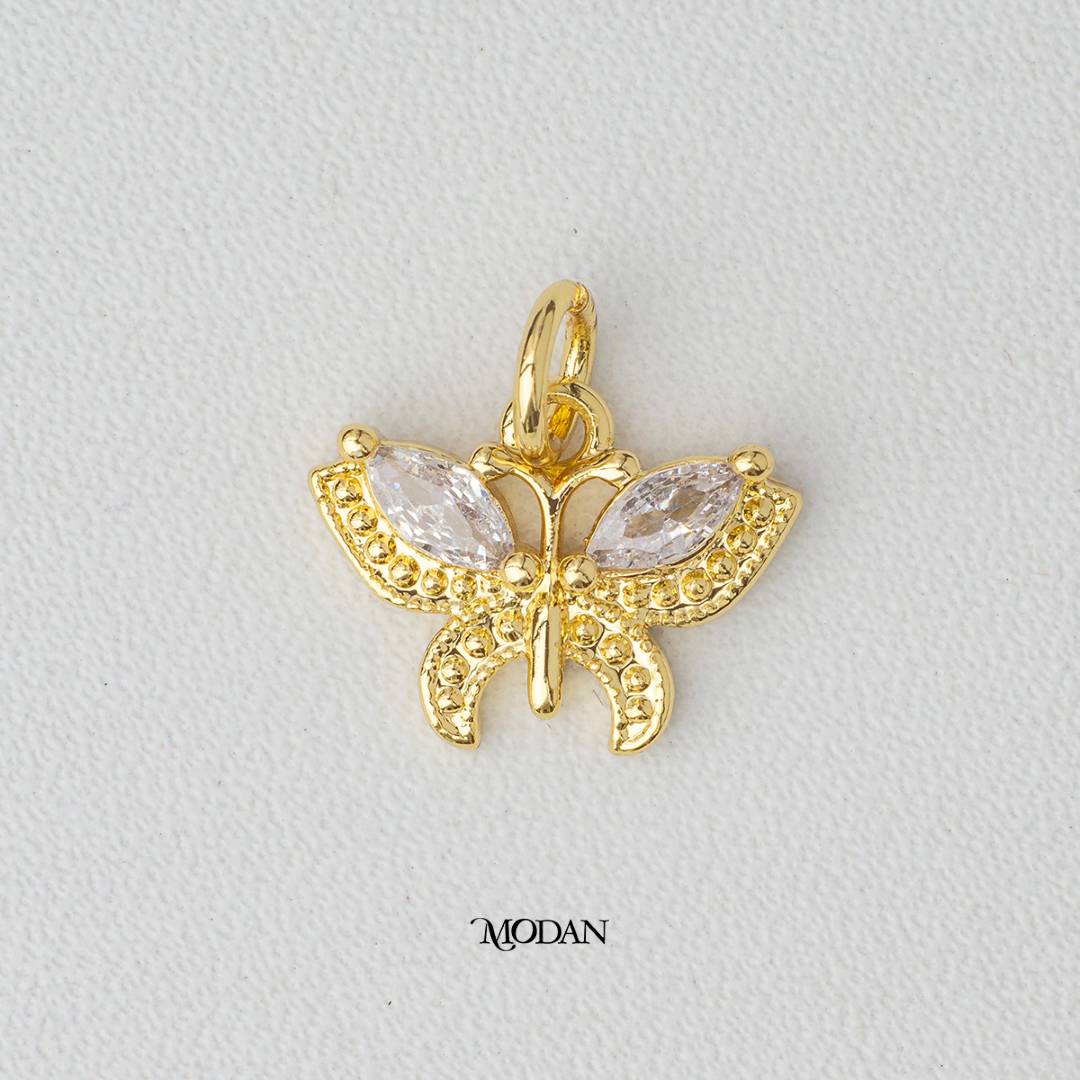 Butterfly Mariposa Animal DIY Charm Liontin Kupu - Kupu Zirconia Hypoallergenic Gold Filled