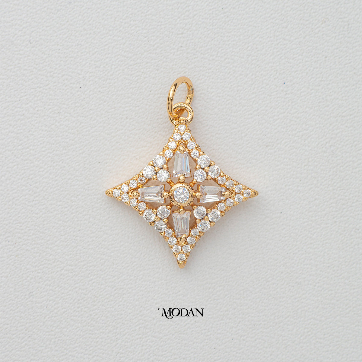 Sparkling Star Cubic Zirconia DIY Charm Liontin Bintang Hypoallergenic Gold Plated