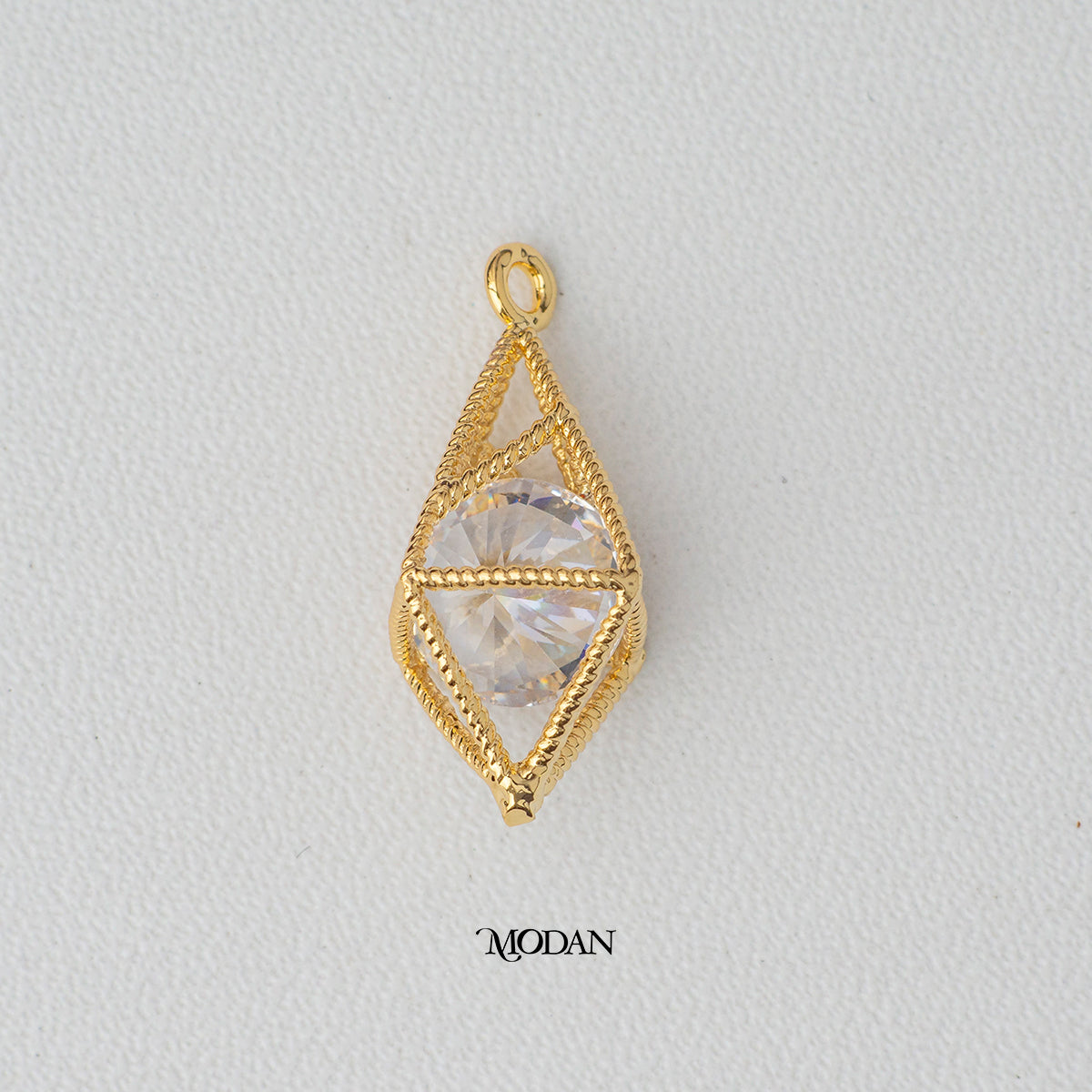 Diamond Hexagonal Cage DIY Charm Liontin 3D mini Hypoallergenic Gold Plated