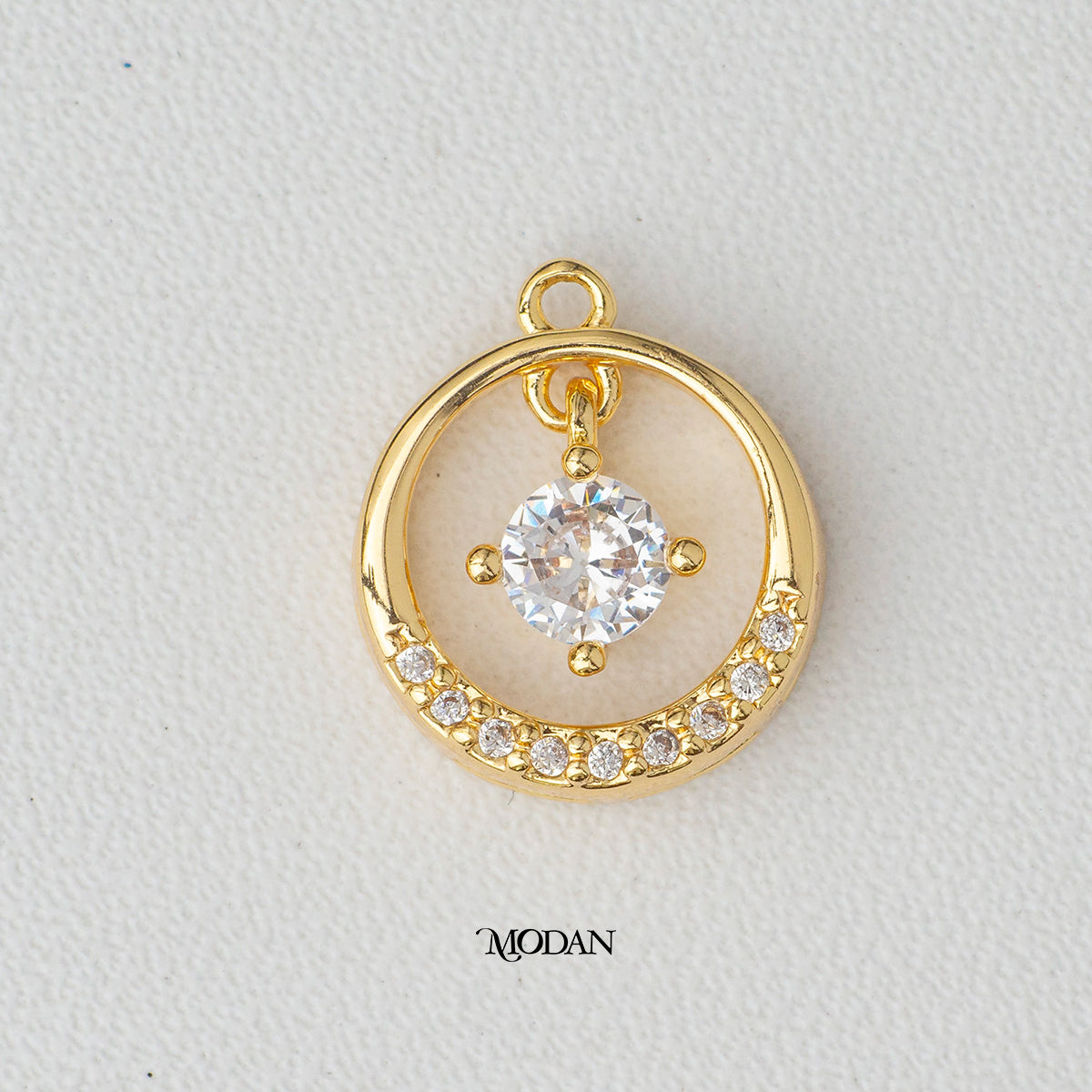 Dancing Stone Elegant Round DIY Charm Liontin 3D Classic mini Hypoallergenic Gold Plated