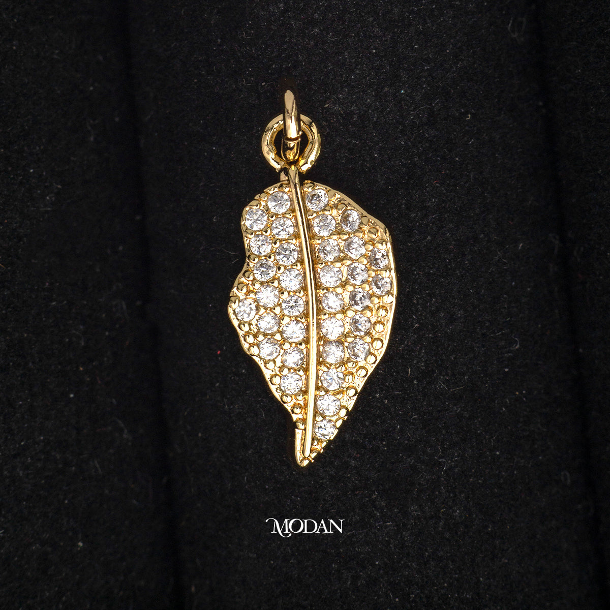 Mini Leaf Micro Paved DIY Charm Liontin Daun Zirconia Hypoallergenic Gold Filled