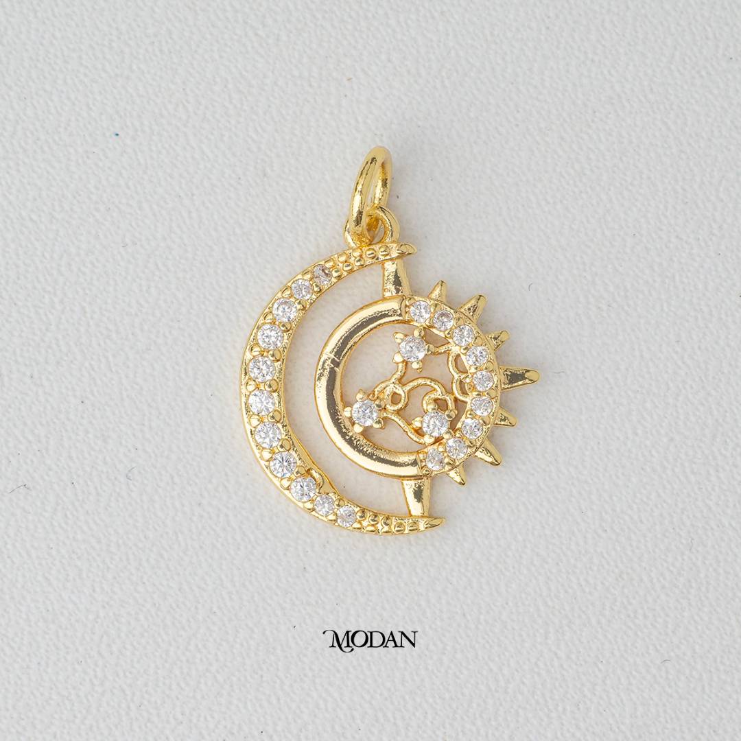Crescent Moon and Stars DIY Charm Liontin Hijab Bulan dan Bintang Hypoallergenic Gold Filled