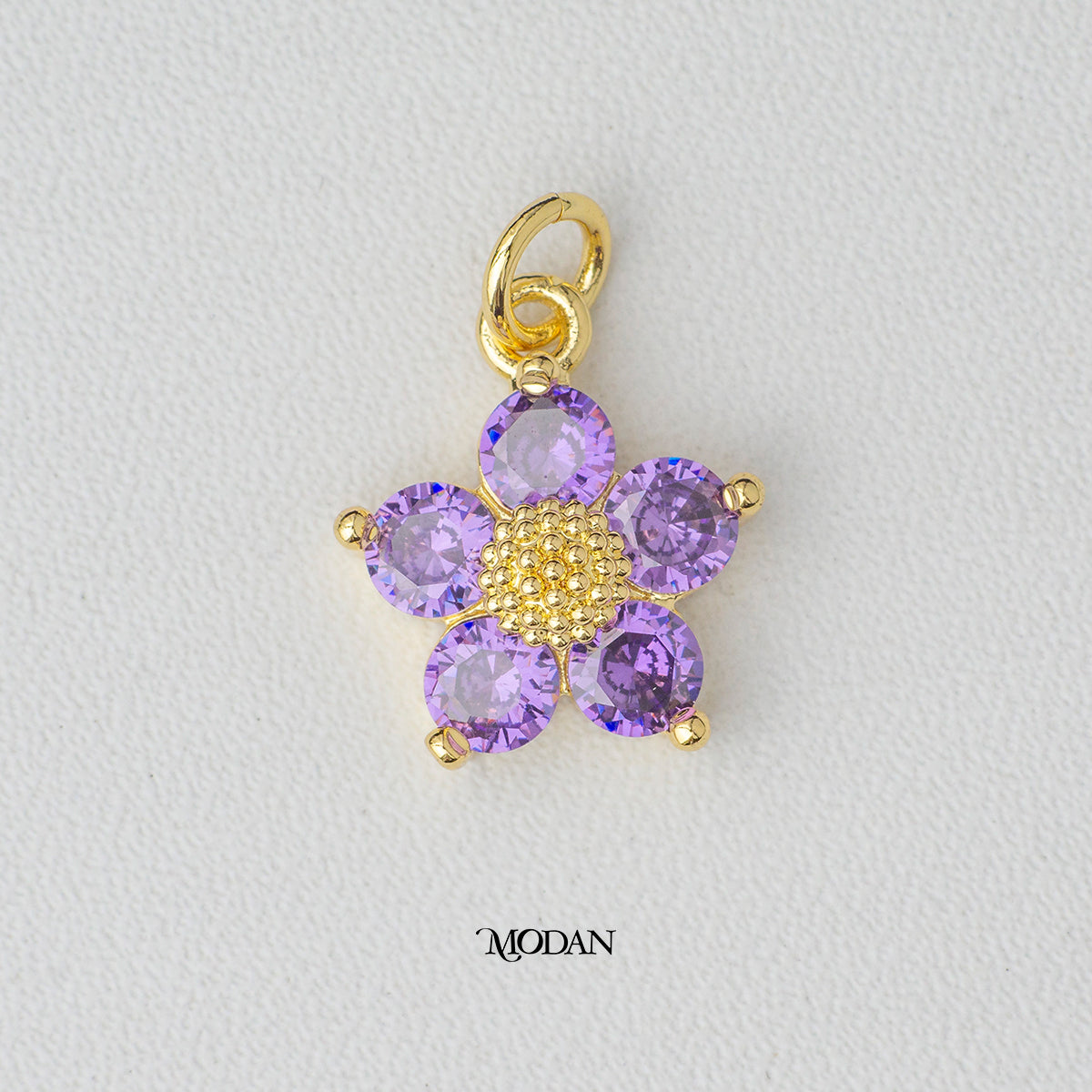 Spring Pastel Color Cubic Zirconia Daisy Flower DIY Charm Liontin Bunga Warna - Warni Hypoallergenic Gold Plated