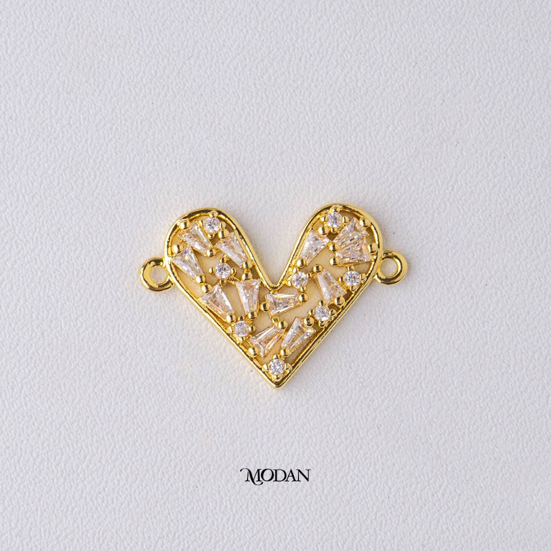 Baguette Heart Shaped DIY Connector Liontin Konektor Hati Hypoallergenic Gold Filled