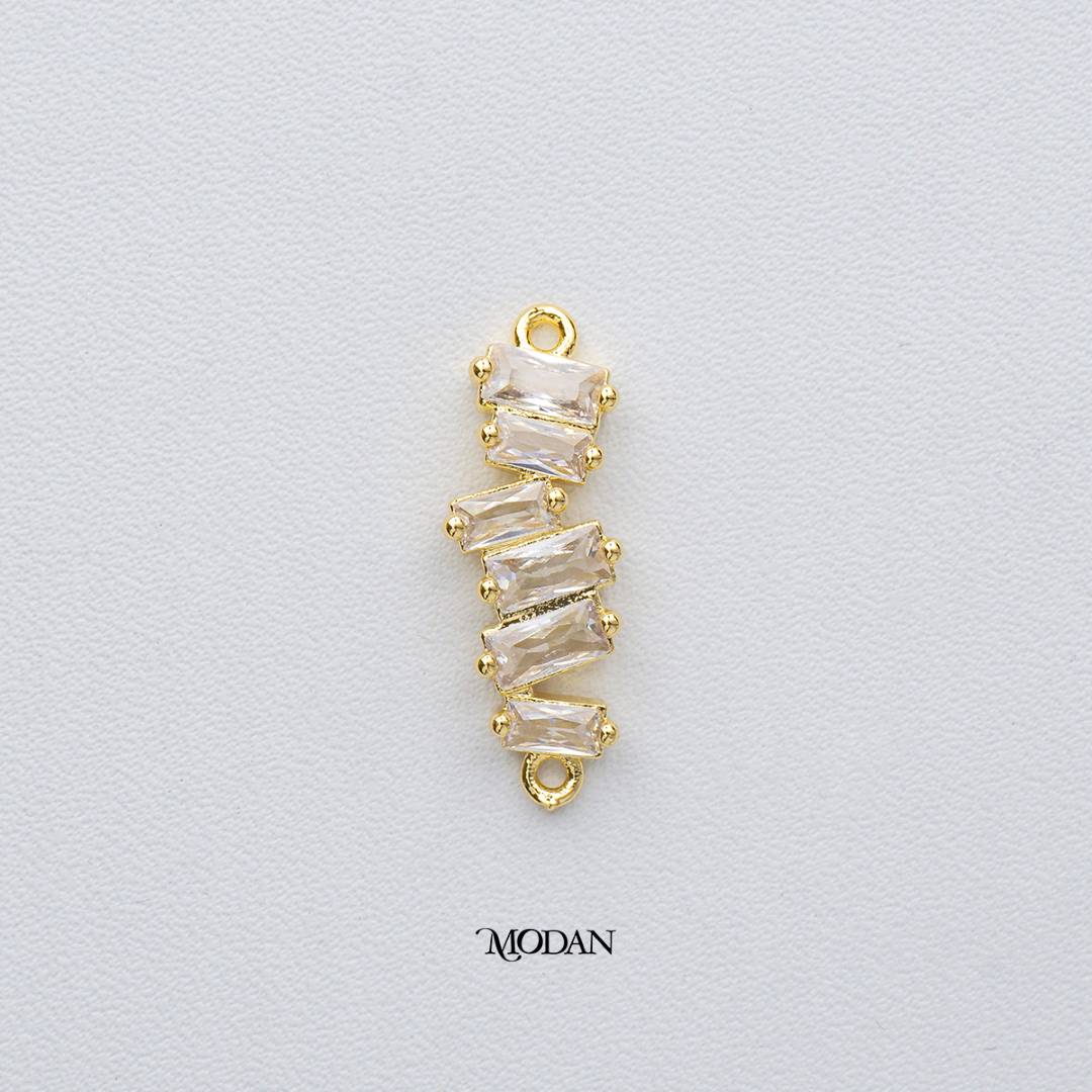 Clear Zigzag Baguette DIY Connector Liontin Konektor CZ Zigzag Hypoallergenic Gold Filled
